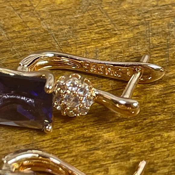 14K ROLLED AMETHYST & SAPPHIRE Ring & Earrings Set. - Picture 8 of 15